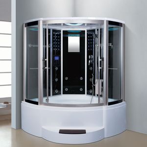 Elektrische Moderne Eck-Badewanne Saunakabine Gerahmtes Gehärtetes Glas Massage-Dampfduschkabine Umweltfreundliches Design Einfache Installation - Product Image 1