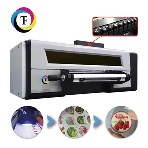 UV DTF Transfer Rolle zu Rolle Klein zylinder drucker UV XP600 L1800 Mit Laminator AB Film A2 A2 UV DTF Drucker Einfach zu bedienen