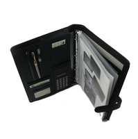 Portefeuille de calculateur de contrats commerciaux personnalisé, multifonctionnel, format A4, couverture rigide, carnet à feuilles mobiles, logo embossé, cuir PU, entreprise