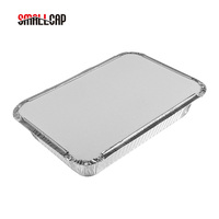 Barquettes en aluminium jetables 750cc 21*14*4cm pour traiteur 8389 R1L, contenants à emporter avec couvercles REC21144I
