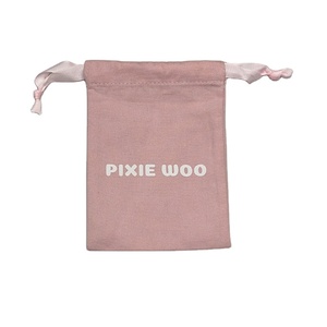Pochette en toile rose recyclable, sac en coton écologique avec cordon de serrage pour la protection contre la poussière - Product Image 1