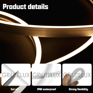 Bande LED néon super fine 6*6mm en tube de silicone, lampe flexible DC12V 24V, ruban lumineux souple étanche avec couvercle de canal - Product Image 2