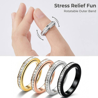 Cincin Fidget Anti-Kecemasan 4mm, Hilangkan Kecemasan Anda, Cincin Spinner Baja Anti Karat, Cincin Zirkonia Kubik, Perhiasan, Hadiah