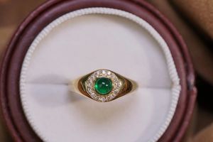 Bague de fiançailles Xinfly en or 18 carats avec émeraude véritable 0,5 ct et diamant naturel 0,15 ct, sertie clos, idéale pour mariages et soirées – Nouveauté irrésistible - Product Image 3