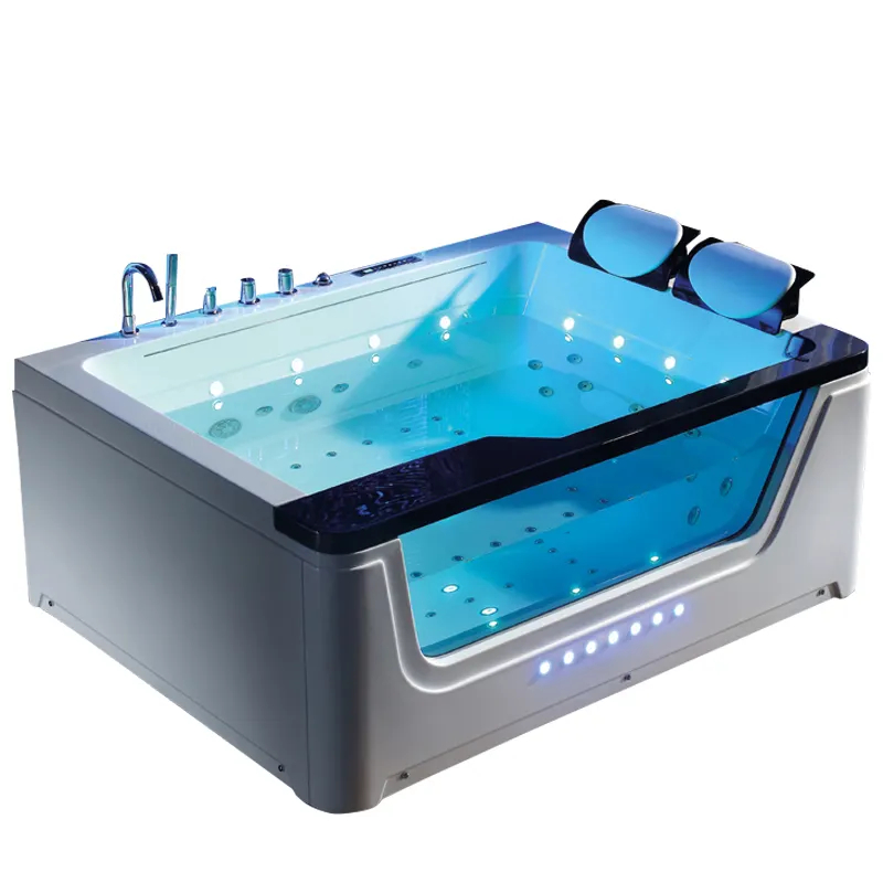 Jacuzzis pour 2 personnes Baignoire de massage en acrylique pour deux personnes avec trois jupes Hôtel Bain de luxe Hydromassage