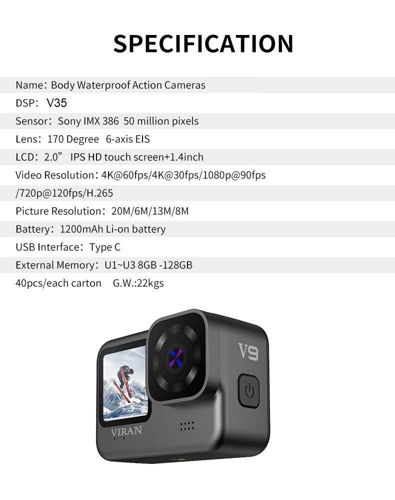 VIRAN 4K Sports Action Camera - Waterproof & Versatile