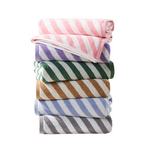 Pure Cotton Striped <b>Bath</b> <b>Towel</b> <b>Set</b> 70x140Cm Thickened Twill Skin Friendly Multi Color Home Use - Product Image 2