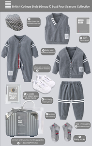 Tuta Grigia di Alta Qualità Stile College per Neonati, Giacca Pieghevole per Bambini, Confezione Regalo per Primo Compleanno - Product Image 4