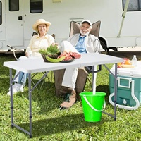 Table pliante portable de 4 pieds, hauteur réglable, rectangulaire, pour pique-nique, fête, camping, utilisation intérieure et extérieure
