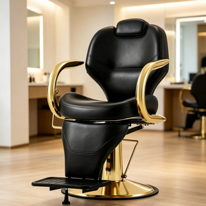 Fauteuil de Barbier Rose, Chaise de Coiffure Hydraulique en Cuir PU, Mobilier de Salon de Beauté et Spa - Product Image 3