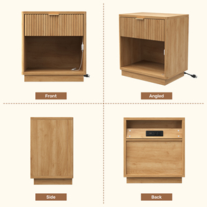 Table de Chevet Moderne Écologique en Bois avec Capteur LED, Ports USB, Prises CA, Lumière RGB, Mode Musique et Fonction Minuterie pour Appartement et Salle à Manger - Product Image 5