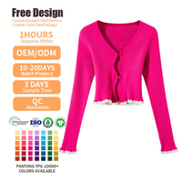 Cardigan court en maille boutonnée pour femme, design personnalisé, logo OEM, mode automne, ouverture sur la poitrine