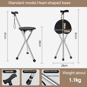 Tongkat terapi fisik stabil, peralatan terapi fisik tidak licin dapat disesuaikan berjalan, kruk aluminium dengan tongkat lipat tempat duduk - Product Image 3