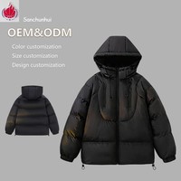 Doudoune courte à capuche en duvet de canard réversible pour homme, imperméable et personnalisable, idéale pour l'hiver