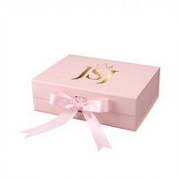 Boîte cadeau en papier rose, laminée mate, emballage rigide, logo personnalisé pour cadeaux et artisanat