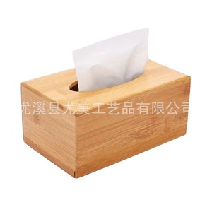 Caja de pañuelos de madera sencilla para sala de estar, forma rectangular, adecuada para uso doméstico, comedor, bambú y madera maciza - Product Image 4