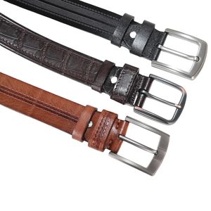 Cinturón de diseñador de cocodrilo para hombre, correa de piel de vaca de grano completo, cinturones de accesorios de cuero genuino de primera capa para cinturón de hombre - Product Image 6