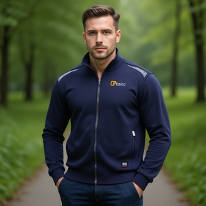 Sudadera Larga con Cierre Completo Ttake, Estilo Informal, Color Azul Marino, Ropa de Trabajo para Hombre - Product Image 3