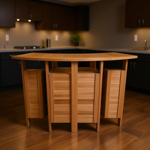 Mesa de Bar Plegable Altavista de Madera Semicircular con 3 Compartimentos, Estilo Contemporáneo para el Hogar - Product Image 2