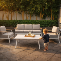 Ensemble de canapés de patio en aluminium pour véranda, résistant aux intempéries, pour usage extérieur, 7 pièces