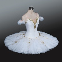 Cisne Blanco Robe de ballet en tulle rigide à 12 couches Tutu de crêpe classique imprimé pour filles Costume de cygne pour enfants