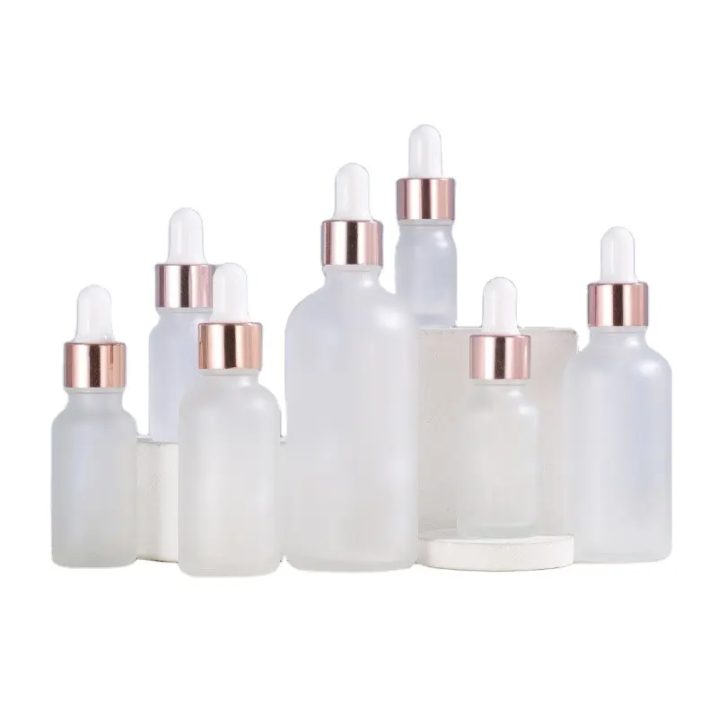 30ml matte essential oil bottle frosted glass bottle 1oz with rose gold dropper cap