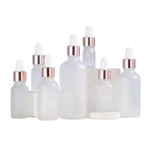 30ml Matte Essential Oil Bottle Frosted Glass Bottle 1oz With Rose Gold Dropper Cap