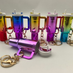 Gantungan kunci Tumbler Mini gradien baru Gantungan Kunci cangkir Mini anjing lucu gantungan kunci jimat Chapstick penahan Balsem Bibir Aksesori bentuk cangkir miniatur - Product Image 2