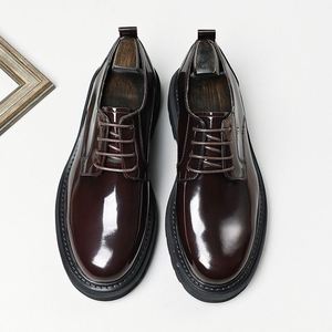 Autumn Latest Formal Business Genuine Leather English Square-<b>Toe</b> Hand-carved Embossing Lace-up Oxford Breathable Anti-Sliproof - Product Image 3