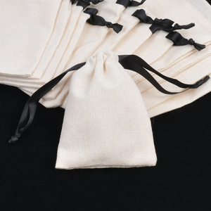 Bolsa de Algodón Orgánico 100% con Cordón, Reutilizable, para Musulmanes, Tejido Liso, Tela Fina, para Compras y Almacenamiento de Alimentos - Product Image 3