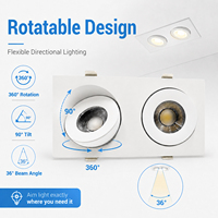 Nouvel arrivage : Projecteur LED orientable anti-éblouissement à double tête, cadre en aluminium, 5 températures de couleur