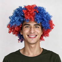 Perruque afro bouclée couleur drapeau, en soie basse température, densité 180%, accessoires amusants pour la célébration des supporters de la Coupe d'Europe de football
