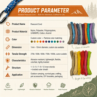 Cordon de parachute en nylon tressé 7 brins de 4 mm, 550 lb, 10 pieds (3 m), pour camping, survie, tente, corde de maintien, usage intensif, tactique, extérieur