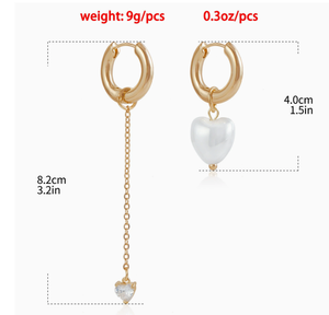Europäisch-Amerikanische Quasten-Herz-Ohrstecker Modische Hochwertige Anhänger Luxuriöses Nischendesign Imitationsperle Natürlich - Product Image 6