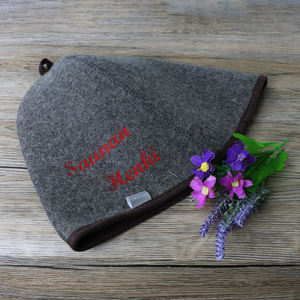 Customizable Luxury Pure Wool <b>Sauna</b> Hat Eco-Friendly Soft Comfortable Logo Embroidery Reusable Adjustable Thermal Hat - Product Image 6