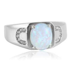 European American Style Opal <b>Ring</b> With Diamond Accents Women's Fashion Jewelry Geometric Design Prong Setting Gift 210155 - Product Image 2