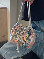 Sac à bandoulière en toile pour femme 2026, sac à main vintage exquis avec chaîne simple, sac à bandoulière croisé