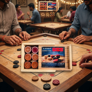 Jeu de carrom géant en bois pour l'intérieur avec pièces de jeu rondes rouges et noires et boîte de rangement - Product Image 2