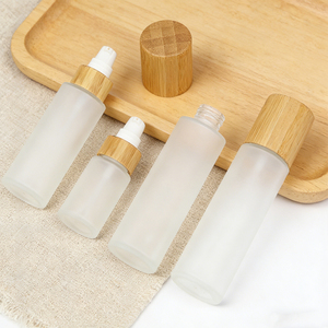 Botella de Vidrio Esmerilado con Doble Tapa y Cubierta Protectora de Bambú, Envase de Viaje para Cuidado de la Piel, Ideal para Humectantes - Product Image 6