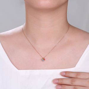 Pendentifs géométriques en saphir taille émeraude plaqués or rhodié 18 carats certifiés GIA, personnalisés en gros, cadeau de Noël - Product Image 2