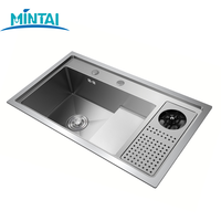 Évier simple encastré Mita, fait main, moderne, multifonctionnel, en acier inoxydable brossé noir, pour bar à domicile, villa, OEM