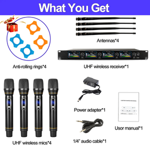 Système de microphone sans fil UHF professionnel Biner D24 à 4 canaux pour le chant karaoké - Product Image 2