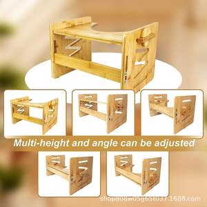 Taburete de baño de madera natural para niños, altura ajustable, taburete de bambú sólido, asiento elevador para baño, hecho en Shandong - Product Image 4