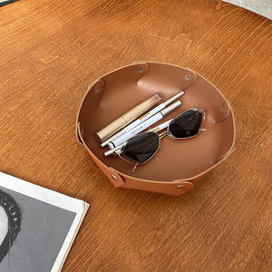 Caja de almacenamiento nórdica de cuero, forma poligonal, color sólido, sin tapa, tipo vertical, para uso en escritorio, sala de estar, entrada - Product Image 3