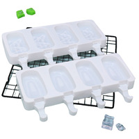 Offres Spéciales Portable et Flexible 4 trous grande taille Ellipse Silicone moule à crème glacée réutilisable Silicone Popsicle plateau pour bricolage