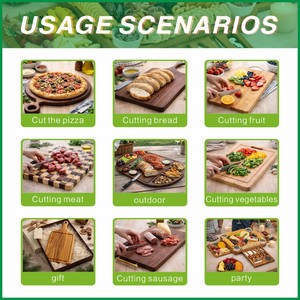 Ensemble de 3 planches à découper en bambou carbonisé pour la cuisine, planches à découper en bois pour la gravure, <span class=keywords><strong>plateau</strong></span> de service pour charcuterie et fromages - Product Image 6