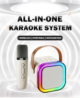 Altavoz de Karaoke Portátil Mini K12 para Niños, Luz RGB, Dos Micrófonos, Audio Inalámbrico BT, Batería de 10W, para Cine en Casa y Canto al Aire Libre