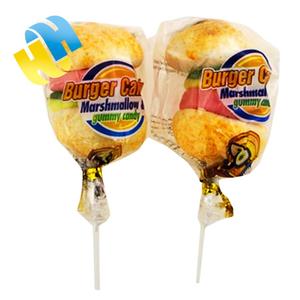 Bán Buôn Kẹo Sản Phẩm Mới Vui Ngon Halal Marshmallow Gummy Kẹo 2-Trong 1 Hamburg-Hình Lollipop Kẹo Đồ Chơi OEM - Product Image 3