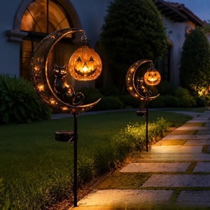 Lámpara Solar de Jardín con Forma de Gato Negro y Luna de Calabaza, Lámpara de Metal para Exteriores, Decoración para Jardín, Patio y Camino - Product Image 4