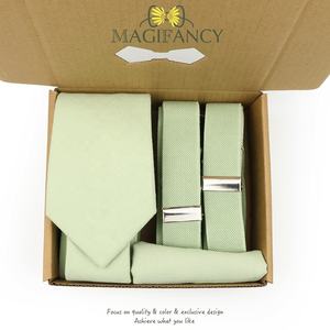 Box Verpackung Männer Kinder Salbei Grün Rosa Elastische Hosenträger Solid BowTie Square Schal Krawatte Set Party Hochzeiten Daily Wear Zubehör - Product Image 6